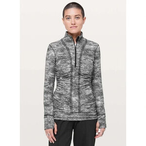 Lululemon Cypress Kiss Half Zip in Rush Jacquard Black White Size 6